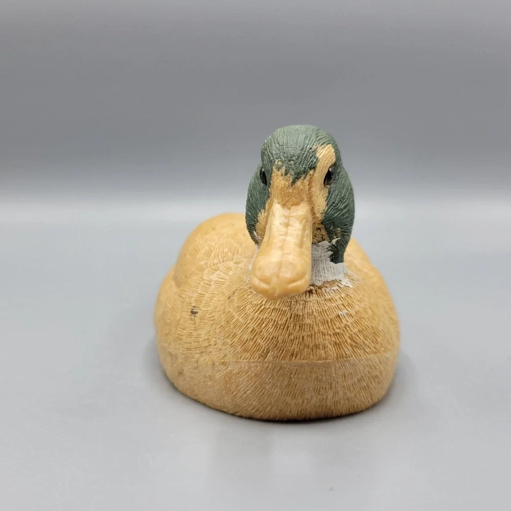Vintage Plastic Duck Decoy Figurine Green Head Brown Body Collectible 3
